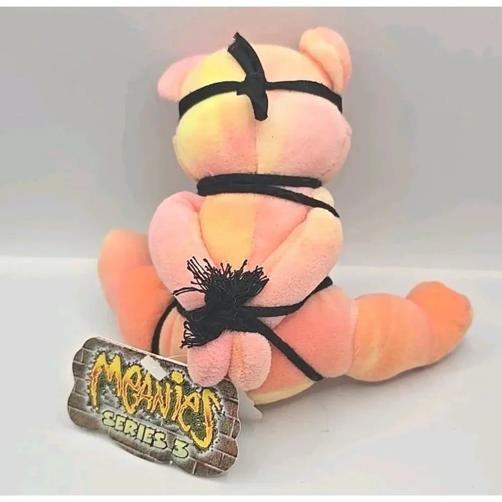 1999 Meanies Series 3‎ Tied The Bear Plush Orange Yellow w Tag BB27